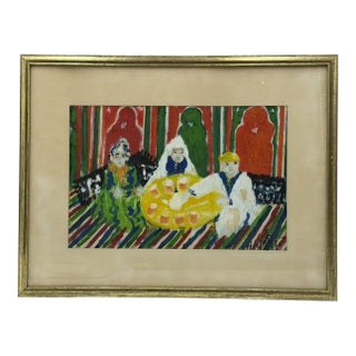 Mohamed Hamri Moroccan Modernist Folk Art Painting, the Unique Singer, 1977 For Sale