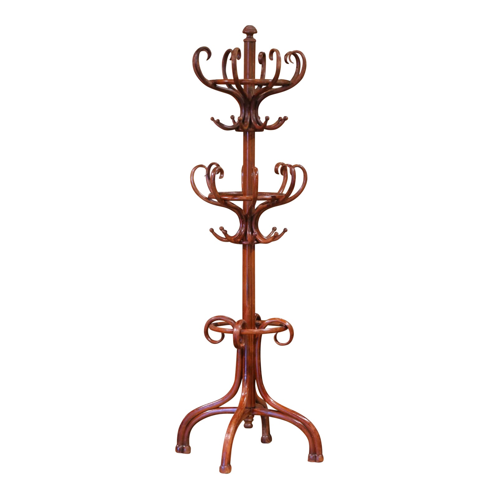 Early 20th Century Thonet Style Two-Tiered Bentwood Hall Tree Coat