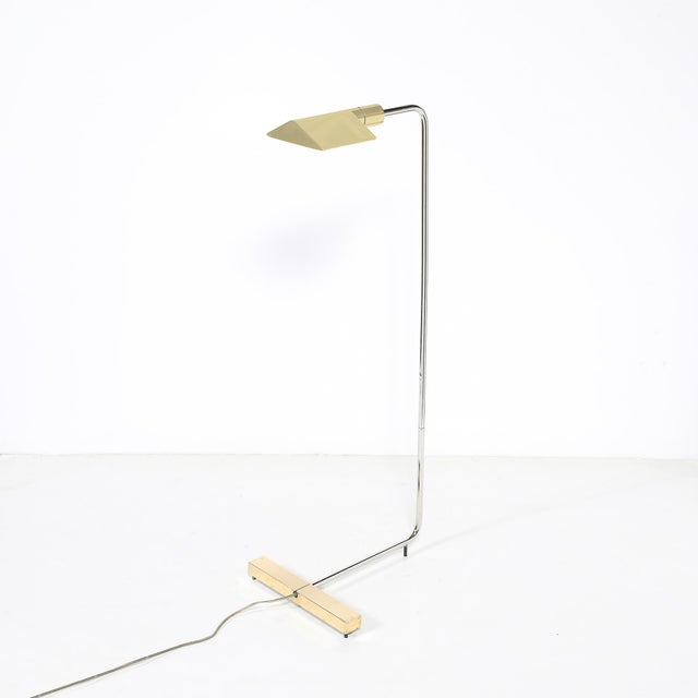 Mid-Century Modern Mid-Century Adjustable Polished Brass & Nickel Floor Lamp Signed Cedric Hartman For Sale - Image 3 of 13