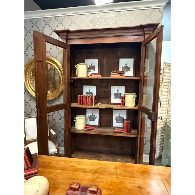 19th Century 19th Century French Bibliotheque, Walnut Wood, Glass Doors, Circa 1870 For Sale - Image 5 of 7