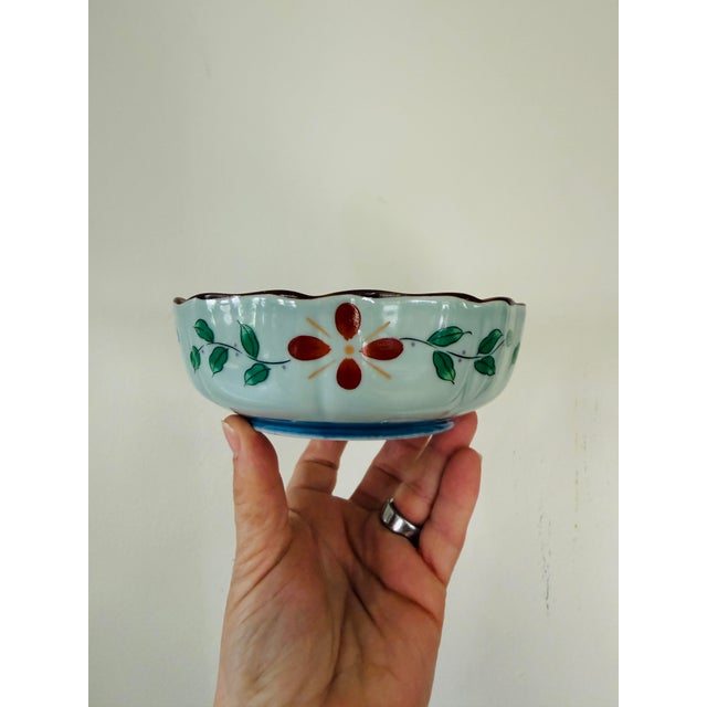 Vintage Celadon 6” Bowls Hand Painted - A Pair For Sale - Image 9 of 9