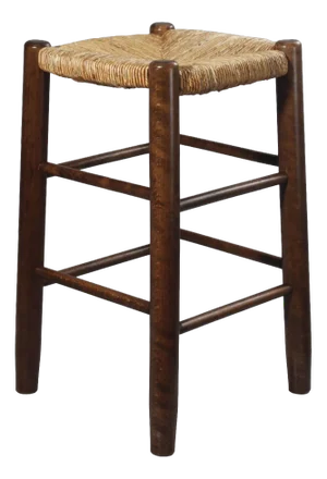 Vintage Straw Stool in Charlotte Perriand Style, 1970s