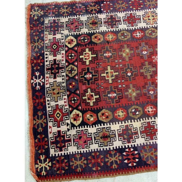 Textile 1910s, Handmade Antique Turkish Anatolian Prayer Kilim 4.5' X 6.2' For Sale - Image 7 of 7