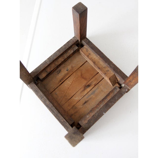 Antique Early American Upholstered Wood Footstool For Sale - Image 6 of 11