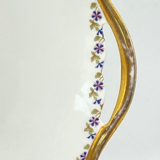 Antique Art Deco Limoges Tressemanes Et Vogt T&v Serving Platter With Handles (Flower Pattern on Border) For Sale - Image 12 of 18