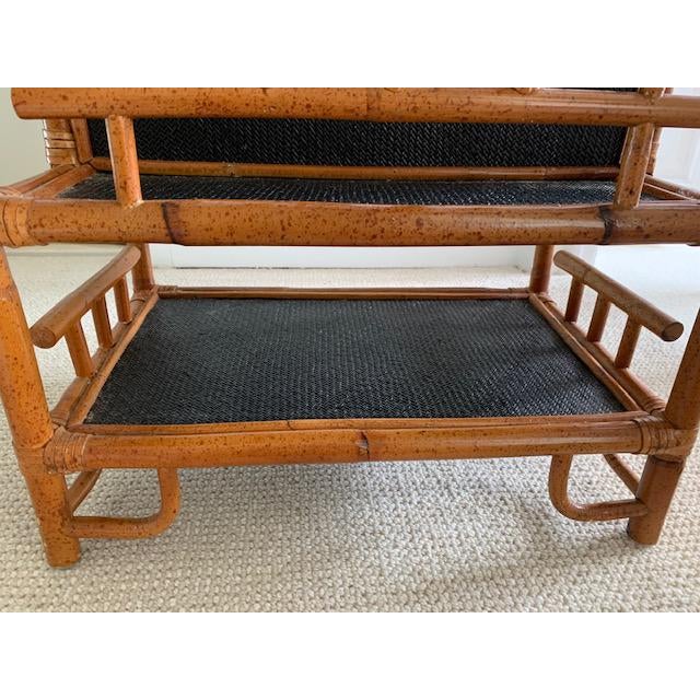 Wood Rattan and Bamboo Magazine Holder With Black Rattan in the Aesthetic Movement Style For Sale - Image 7 of 8