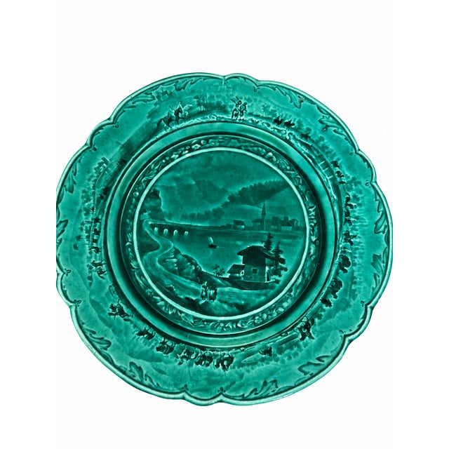 Antique French Turquoise Faïence Plates — Set of 5 For Sale In New York - Image 6 of 7