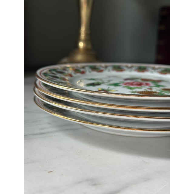Mid 20th Century Vintage Chinese Jingdezhen Famille Rose "Pineapple & Butterfly" Dessert Plates - Set of 4 For Sale - Image 5 of 6