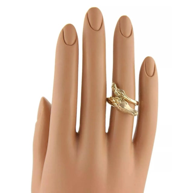 Metal Horse Design Bypass 14k Yellow Gold Ring For Sale - Image 7 of 7
