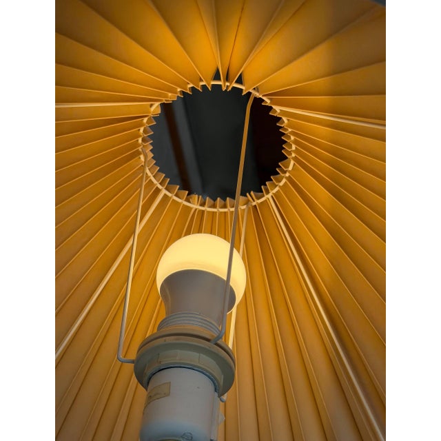 Brass Swing-Arm Floor Lamp With Pleated Shade Danish Mid-Century Modern 1960s For Sale - Image 4 of 11