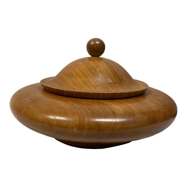 Handmade Turned Myrtlelwood Lidded Trinket Bowl For Sale