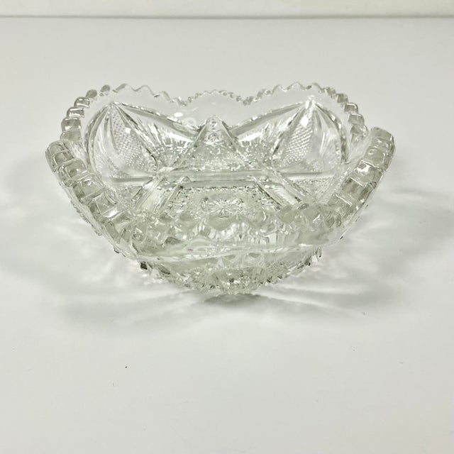 Glass Late 1800s Antique Boho Chic Hollywood Regency American Brilliant Cut Heart Serving Dish. For Sale - Image 7 of 7