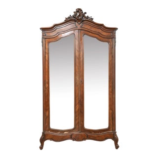 Vintage French Provincial Louis XV Mirrored Armoire For Sale