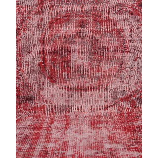 1970s Vintage Turkish Oushak Handmade Wool Cotton Red Area Rug For Sale In San Francisco - Image 6 of 11