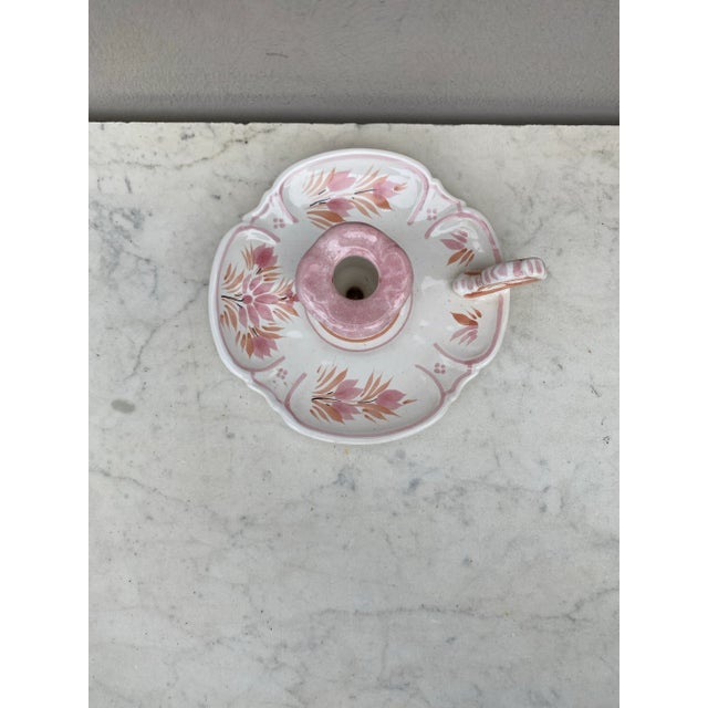 Henriot Quimper French Faience Quimper Candelstick Circa 1950 For Sale - Image 4 of 5