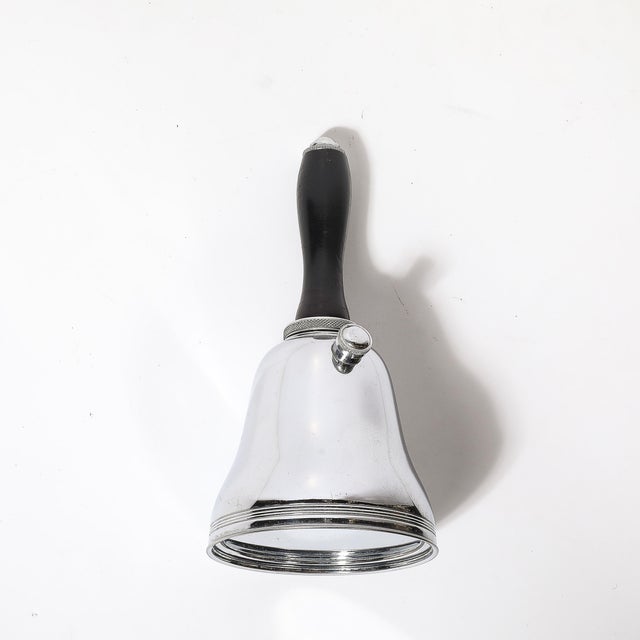 Chrome 1930s Art Deco Chrome Town Crier Bell Form Cocktail Shaker W/ Ebonized Walnut Handle For Sale - Image 8 of 13