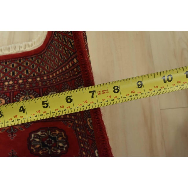 Bokhara Rug 3’2” X 5’2” Red Wool Tribal Hand-Knotted Oriental Carpet For Sale - Image 10 of 12