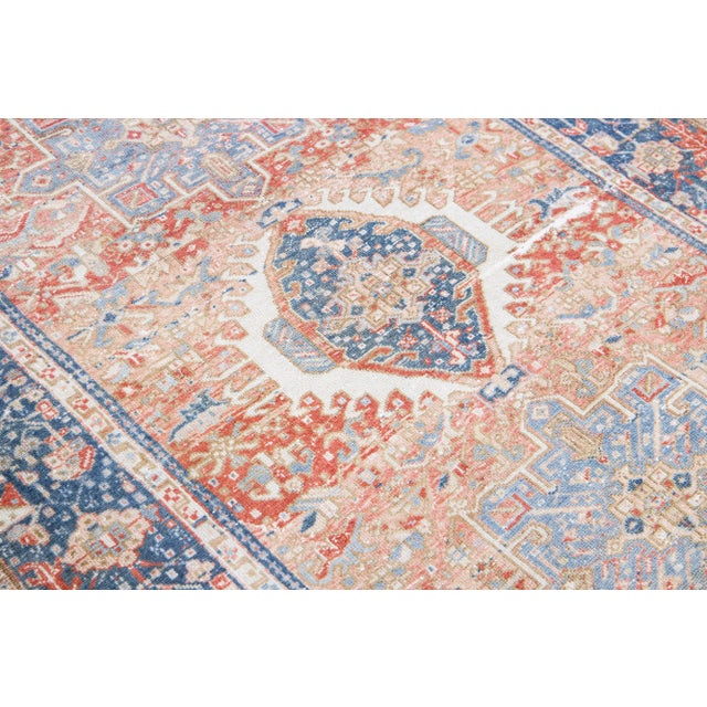 Burnt Orange 1960s Vintage Karajah Shabby Chic Handmade Medallion Rust Wool Runner For Sale - Image 8 of 9