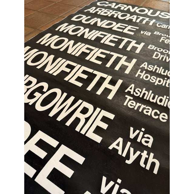 Vintage 1990s Scottish bus destination roll sign. In iconic black and white, this large scale, industrial style sign can...