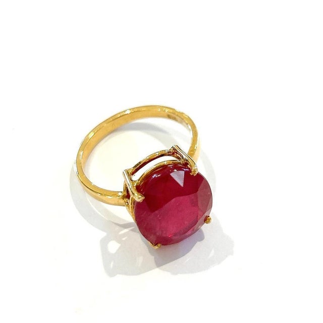 Bochic "Orient" Vintage Oval Shape Ruby Ring - 18K Gold & Silver For Sale - Image 4 of 18