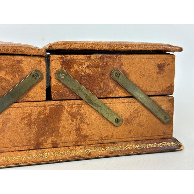 Art Nouveau Leather Harmonica Jewelry Box, 1900s For Sale - Image 6 of 11