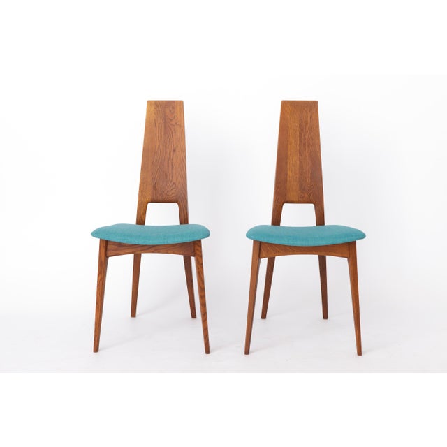 Vintage German Dining Chairs in Oak and Turquoise Upholstery by Ernst Martin Dettinger for Veil, 1960s, Set of 2 For Sale - Image 12 of 12