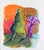 Abstracted Woman in Shadows in Pastel on Paper Brightly colored abstract drawing by Michael William Eggleston (American,...