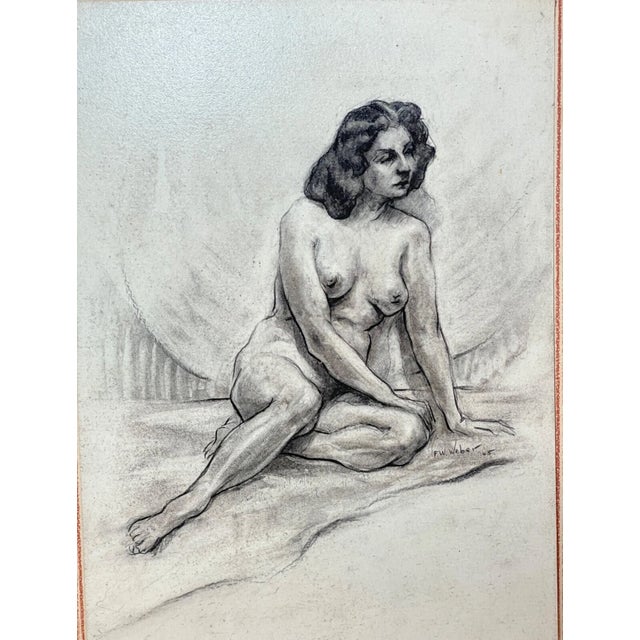 Vintage Frederick William Weber Mixed Media Nude Still Realism Sketch Drawing For Sale In New York - Image 6 of 11