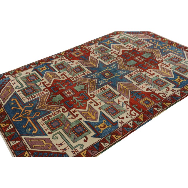 Rug & Kilim Vintage Turkish Tribal Rug in Red and Blue With Medallions | Rug & Kilim For Sale - Image 4 of 8