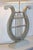 19th Century French Gustavian Lyre Table Lamp in Distressed Wood with Shade For Sale In Atlanta - Image 6 of 9