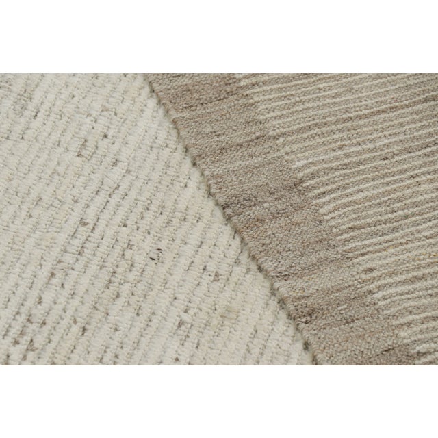 Textile Rug & Kilim’s Oversized Kilim With Beige and White Textural Stripes and Striae For Sale - Image 7 of 7