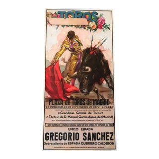 Vintage Bullfight Poster Plaza De Toros Madrid 1973 Gregorio Sanchez For Sale