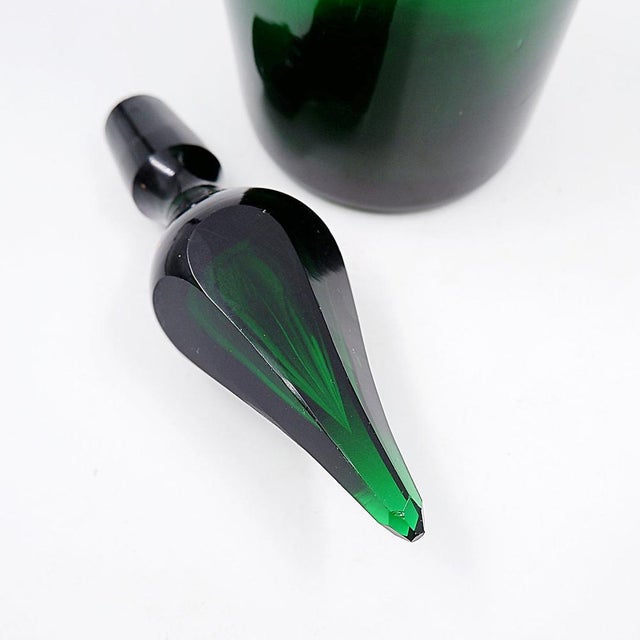 Glass Antique English Green Glass Decanter, 1870 For Sale - Image 7 of 11