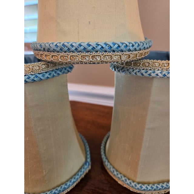 English Champagne Silk Chandelier Lamp Shades - Set of 6 For Sale - Image 3 of 11