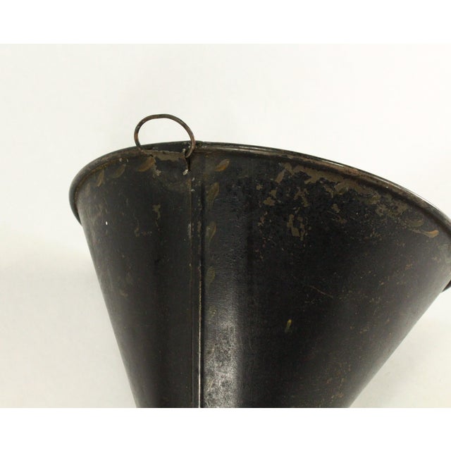 Black 19th C. Tin Tole Large Funnel W Flower & Black Paint, Marked Dover, Ma For Sale - Image 8 of 17