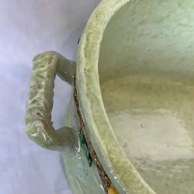 1990s Italian Hand-Painted Oval Shape Ceramic Centerpiece/Planter With Pear on the Branch Design For Sale - Image 12 of 12