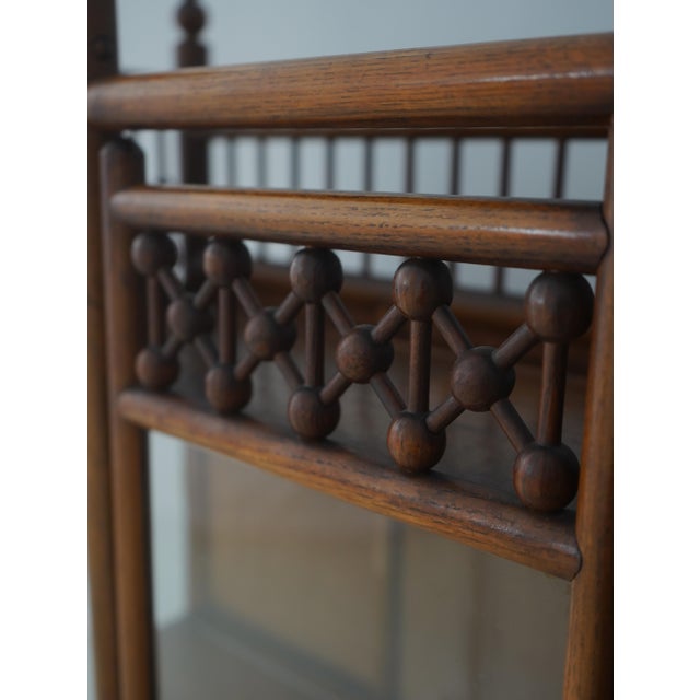 Antique Victorian Stick & Ball Oak Curio Cabinet For Sale - Image 11 of 17