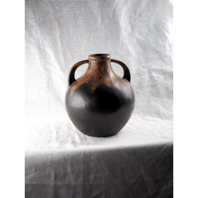 1930s 1930s French Gilbert Méténier Art Deco Mat Black and Lava Vase For Sale - Image 5 of 10