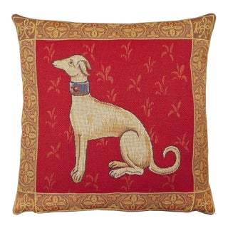 Cluny Whippet Tapestry Cushion With Feather Filler - 46x46cm (18"x18") For Sale