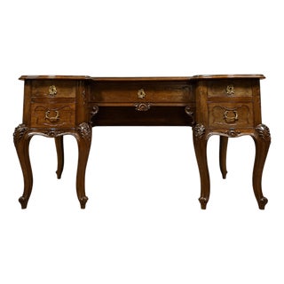 Large Flat Walnut Desk, 1930s For Sale