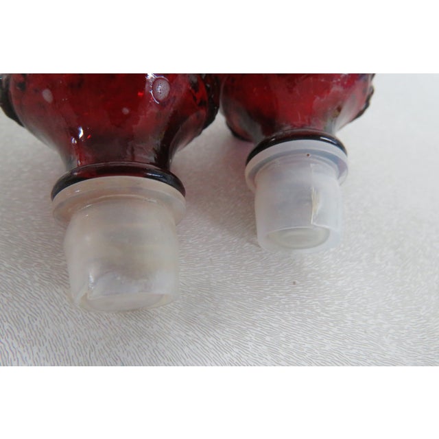 Ruby Red Avon Cape Cod Collection Ruby Red Glass Cruet Oil and Vinegar Set of Two 4203b For Sale - Image 8 of 12