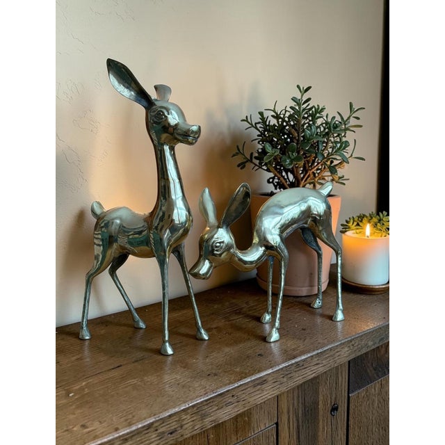 Vintage Solid Brass Large Deer Boho Bambi Fawn Doe For Sale - Image 11 of 11