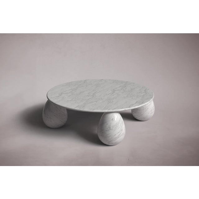 Not Yet Made - Made To Order Cons Italian Carrara Marble Round Coffee Table 43" For Sale - Image 5 of 5