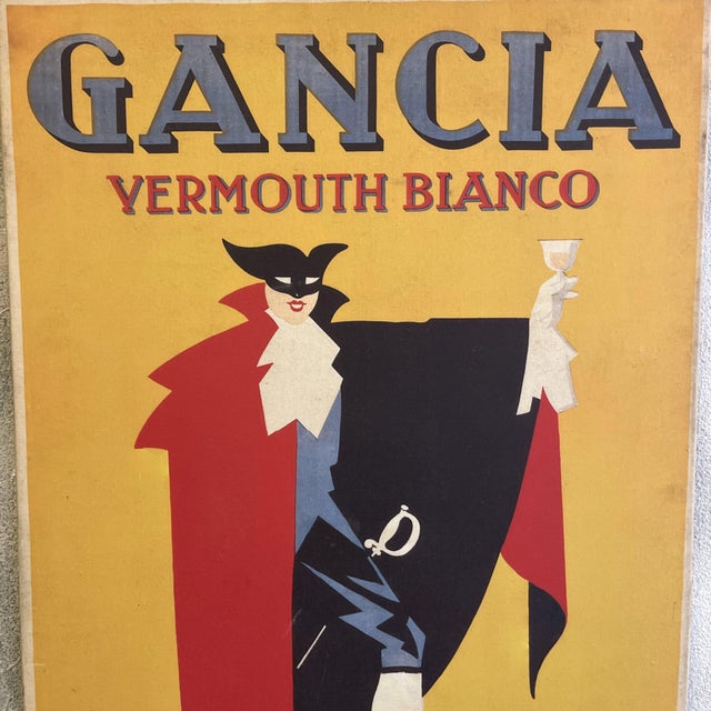 This vintage advertising poster from 1929 promotes gancia white vermouth. Created on canvas and designed by the...