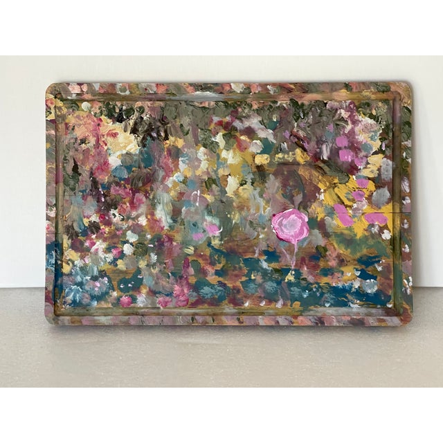 Abstract painting on board by Elia, double sided.