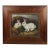 Vintage Rabbit Oil Painting in Brown, Cream & Green With Carved Gilt Wood Frame For Sale