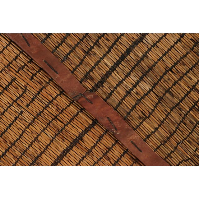 Brown Vintage Tuareg Mat Runner, Warm and Rich Gold and Brown Stripes - Rug & Kilim For Sale - Image 8 of 8