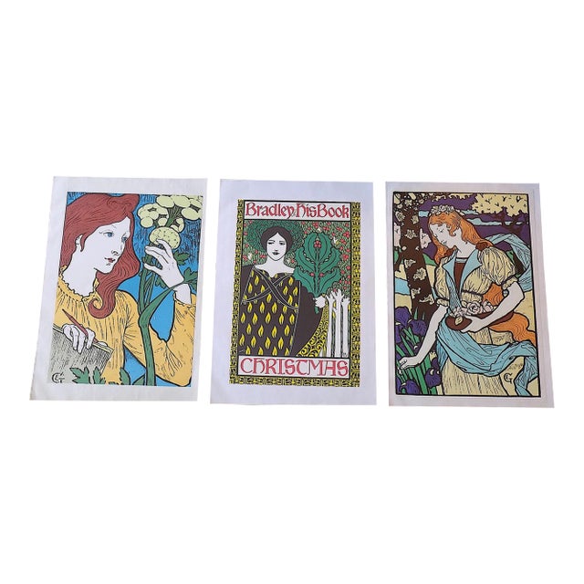 Vintage Elephant Folio Size Art Nouveau Poster Lithographs - Set of 3 For Sale