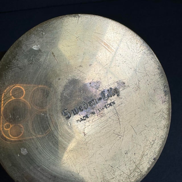 Mid Century Swedish Brass Lily Candle Holder Ibe Konst Ystad Metall Sweden a Pair For Sale - Image 10 of 12