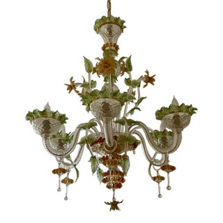 1940s Hand Blown Murano Glass Chandelier For Sale